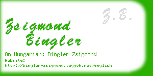 zsigmond bingler business card